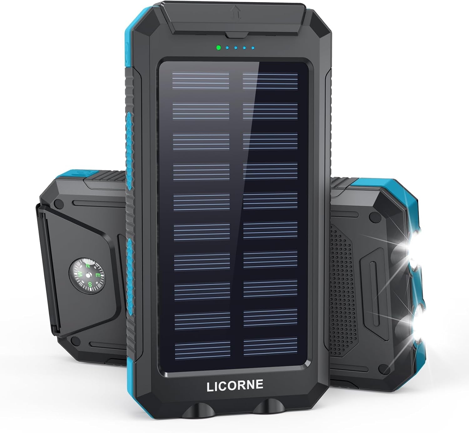 Solar Charger - 30000Mah Solar Power Bank Wireless Portable Charger Quick Charge 3.0 Type C Input Port with 6 Outputs, Dual Flashlight External Battery Portable Charger Power Bank for Ios and Android