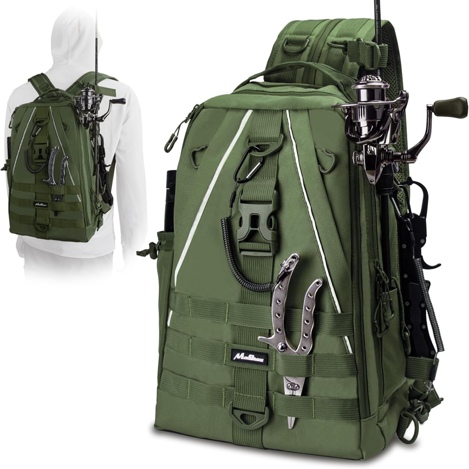 Fishing Backpack with Rod Holder and Tackle Box